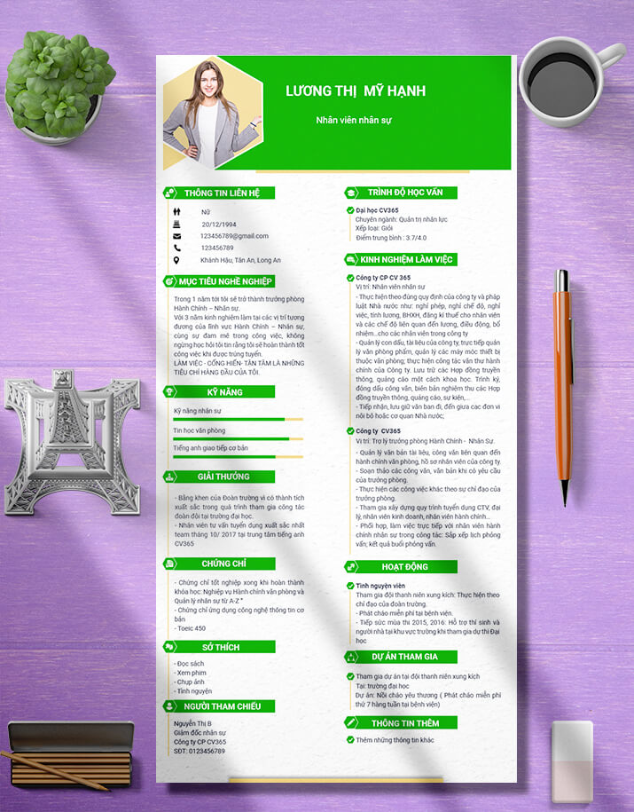 Mẫu CV Hành chính nhân sự 09 Mẫu CV Hành chính nhân sự 09