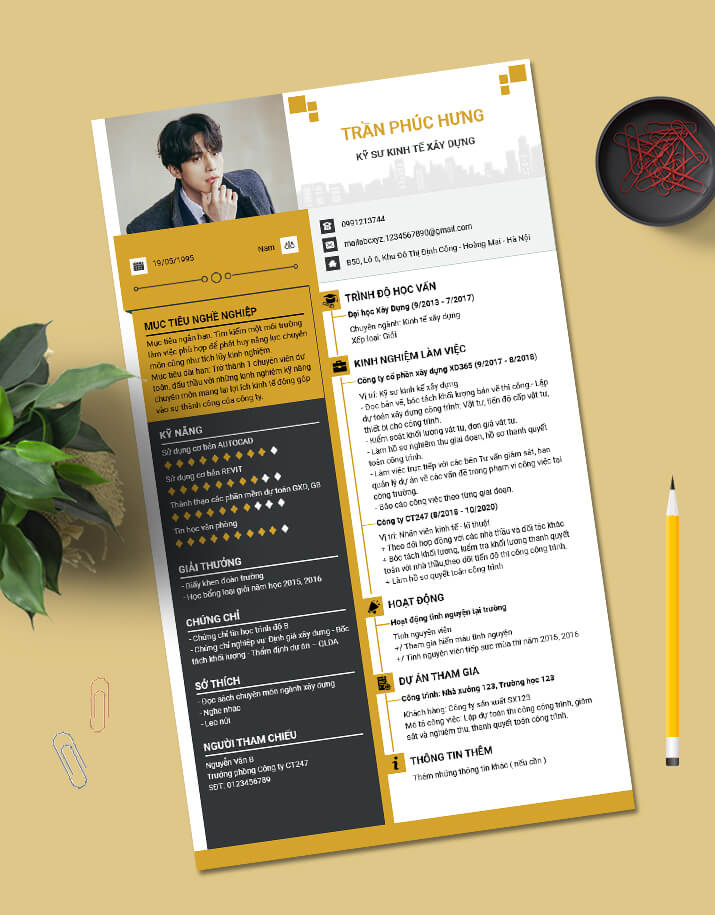 Mẫu CV xin việc Kỹ sư xây dựng