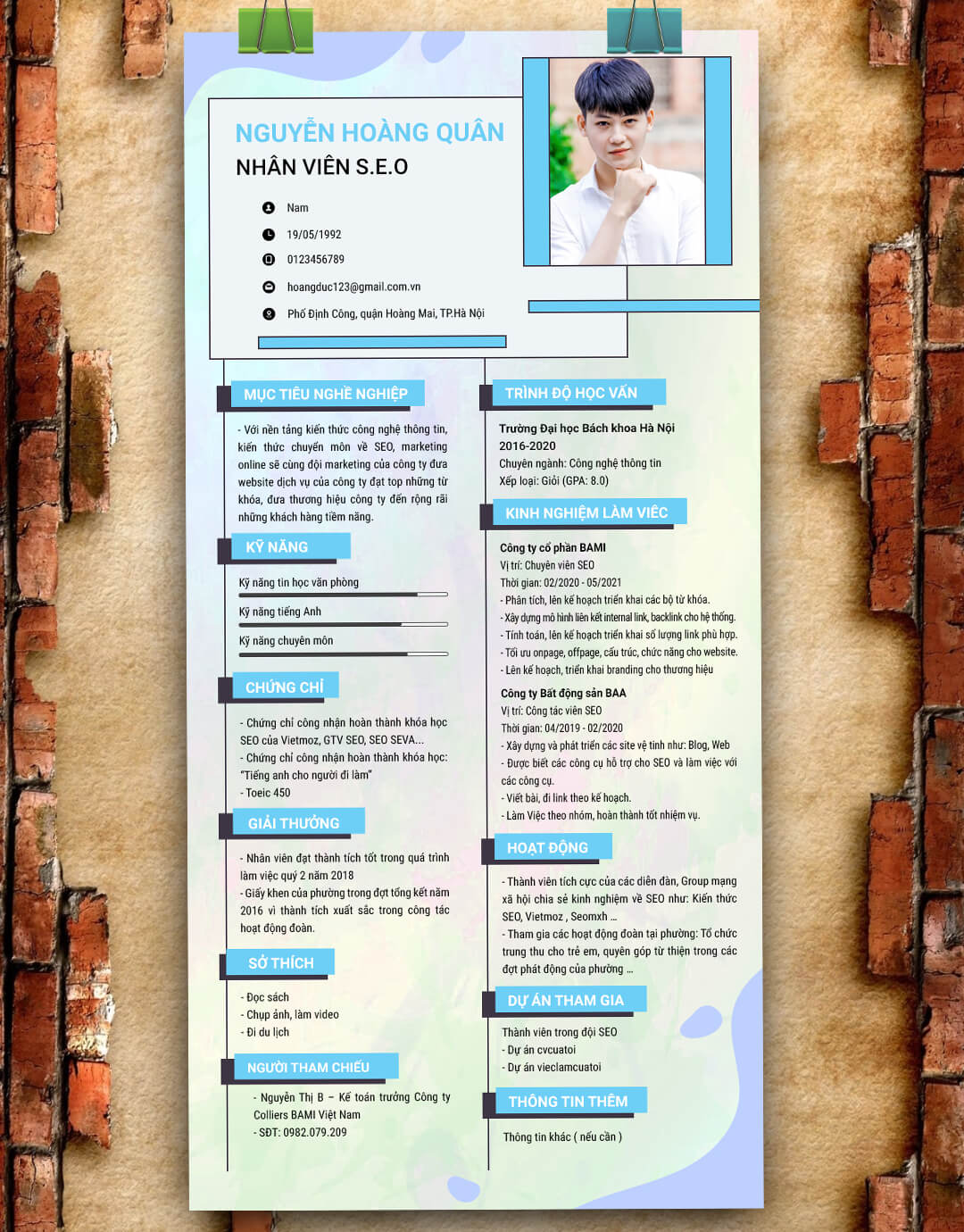 Mẫu CV Seo Website 01