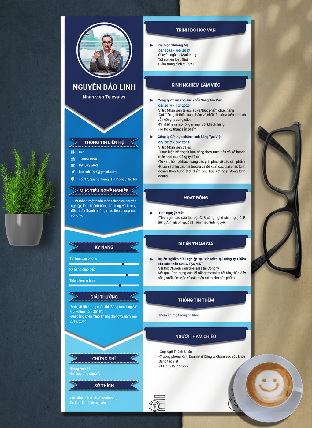 Mẫu CV Telesales 05 Mẫu CV Telesales 05