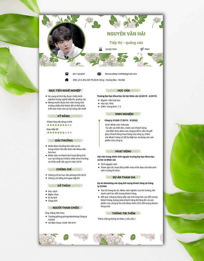 Mẫu CV xin việc tiếp thị