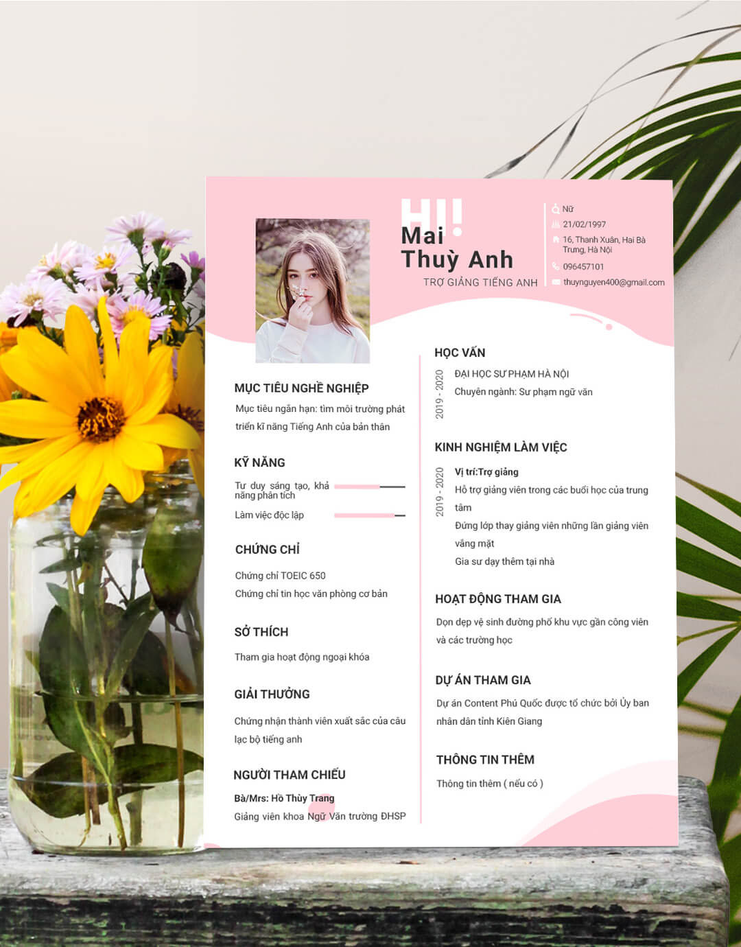 Mẫu CV Trợ giảng tiếng anh 04