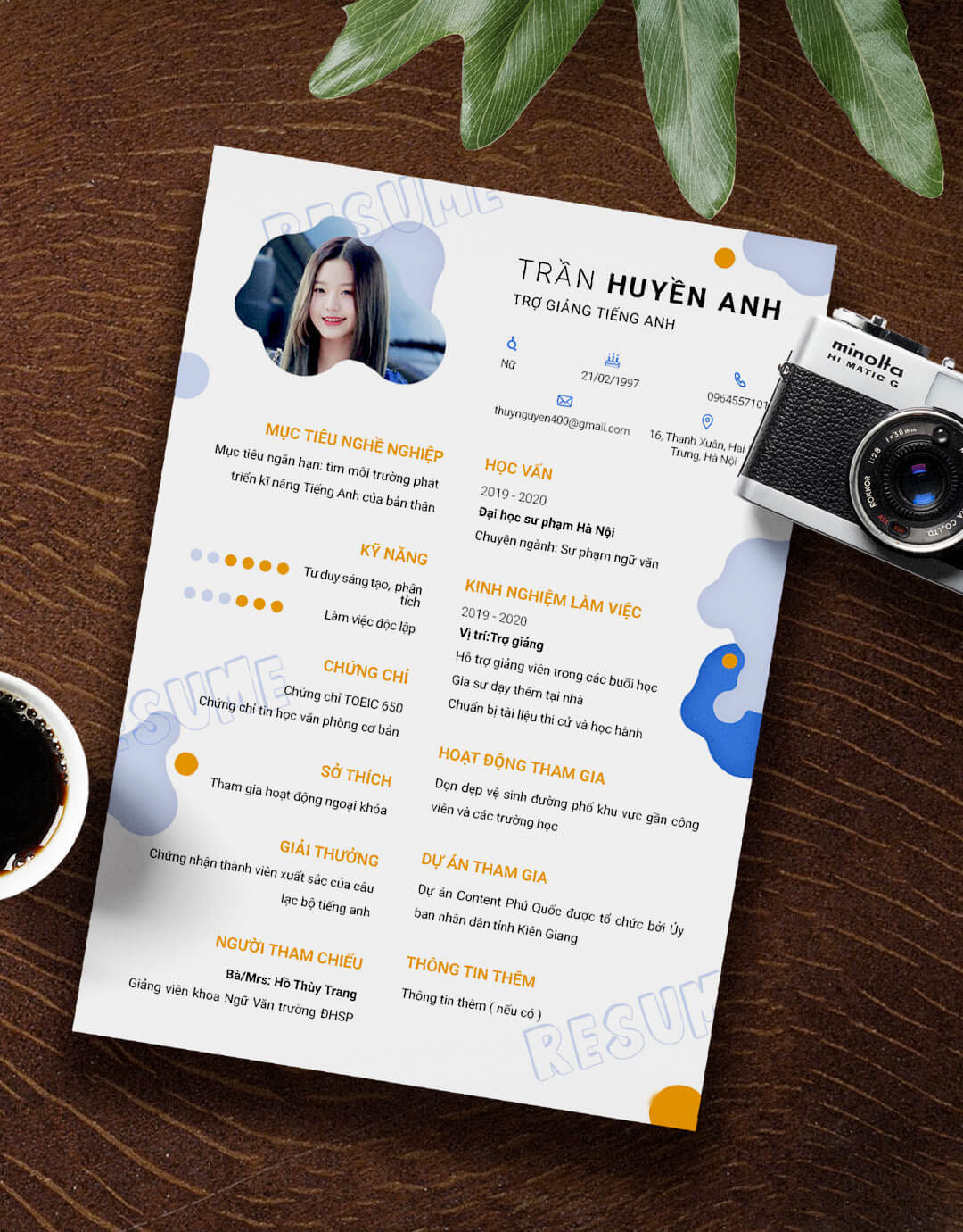 Mẫu CV Trợ giảng tiếng anh 06