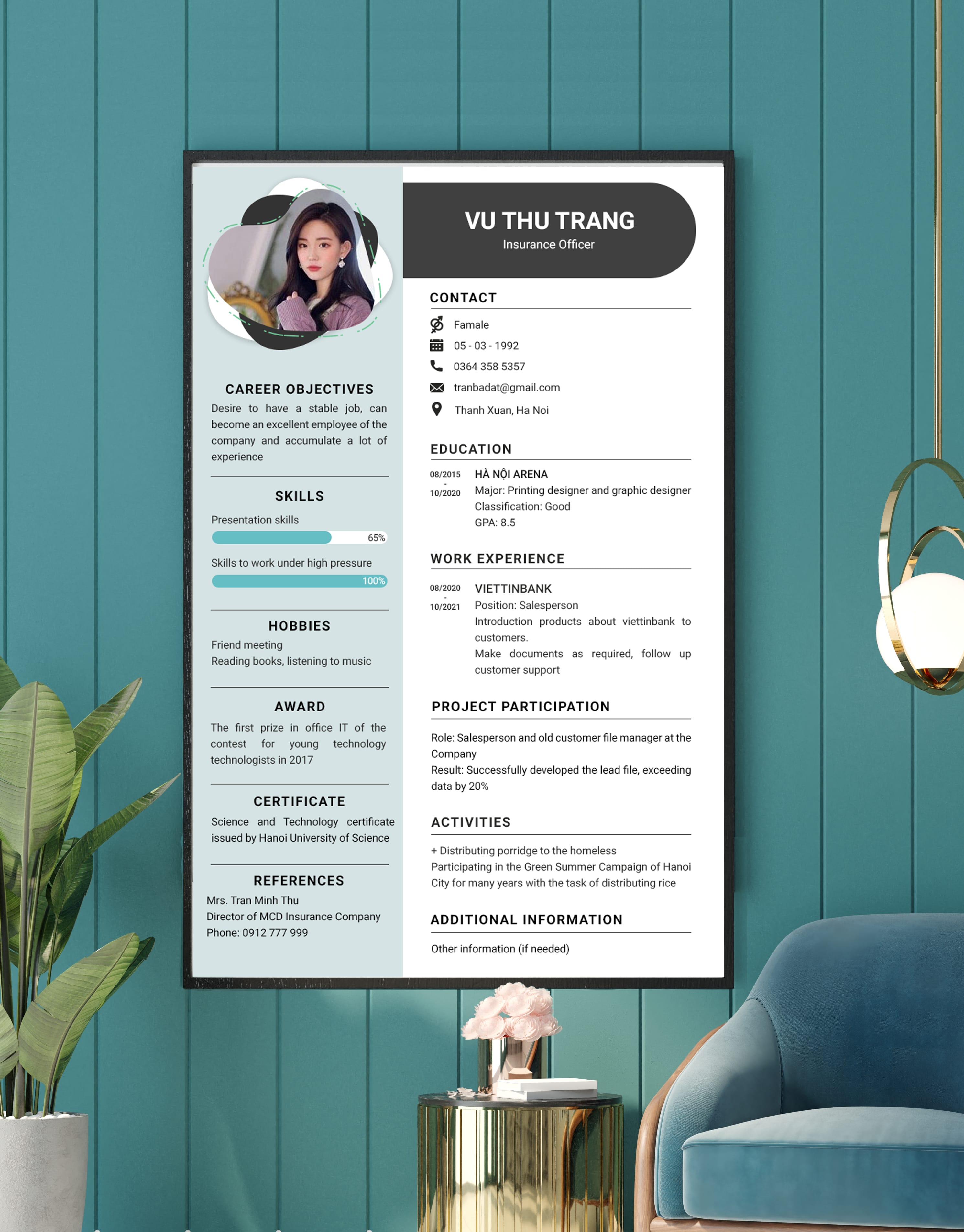 Mẫu CV tư vấn bảo hiểm 10